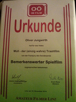 Urkunde für den Sonderpreis
